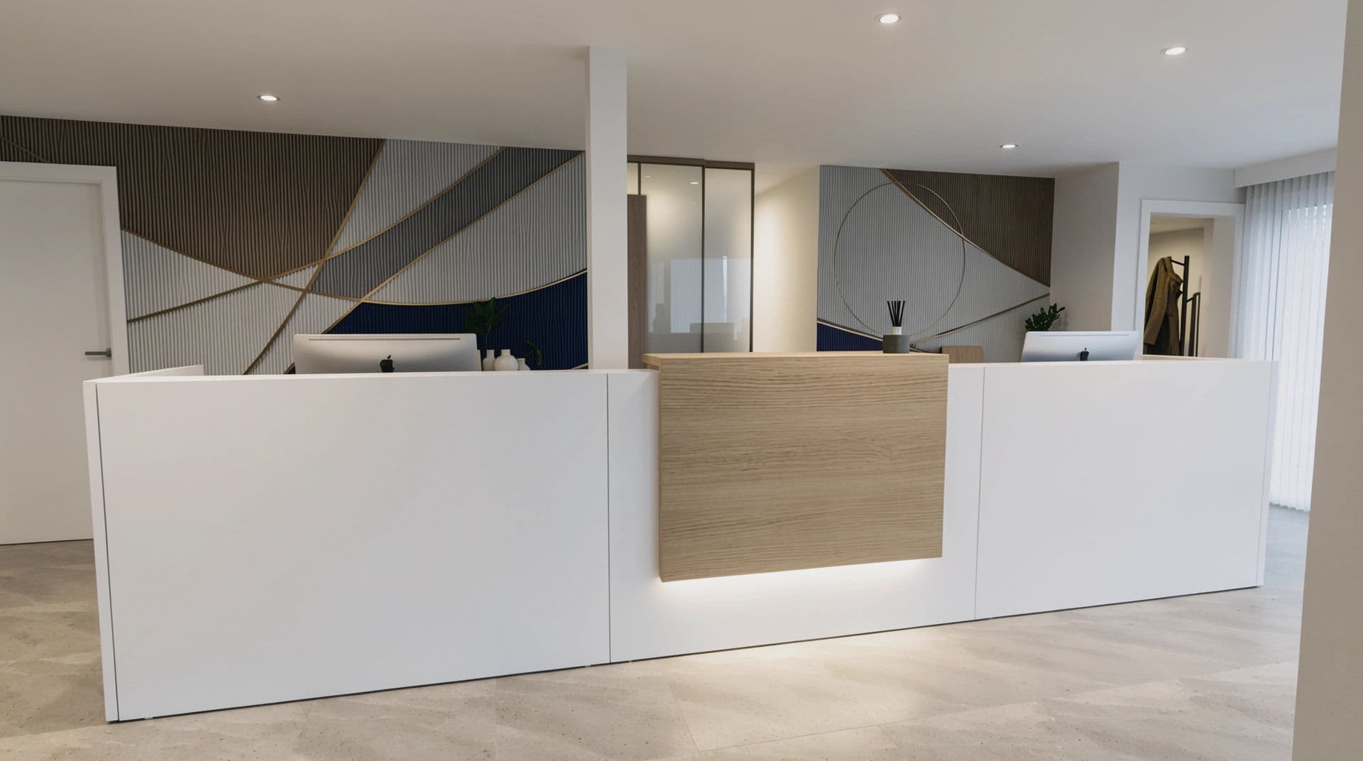Reception — dettaglio — render indicativo